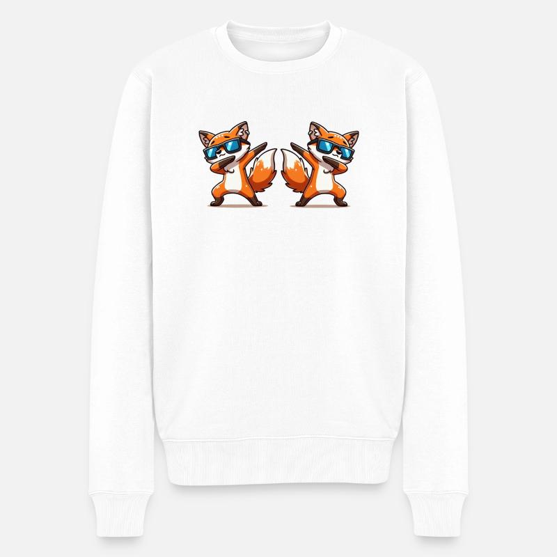 Renard Animal Dabbing 2 - Pull Premium bio Homme - blanc