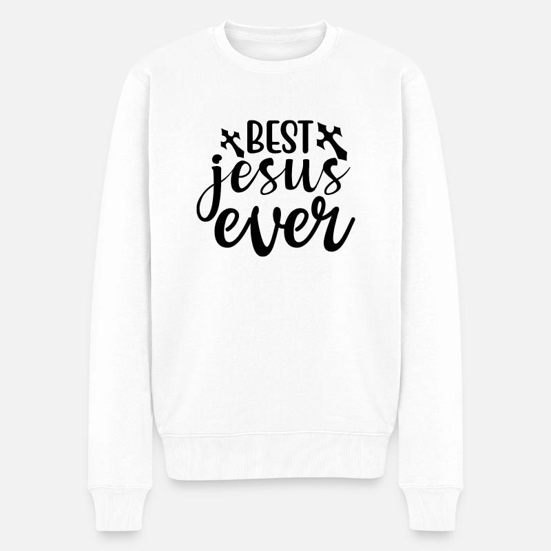 Jesus - Männer Premium Bio Pullover - Weiß