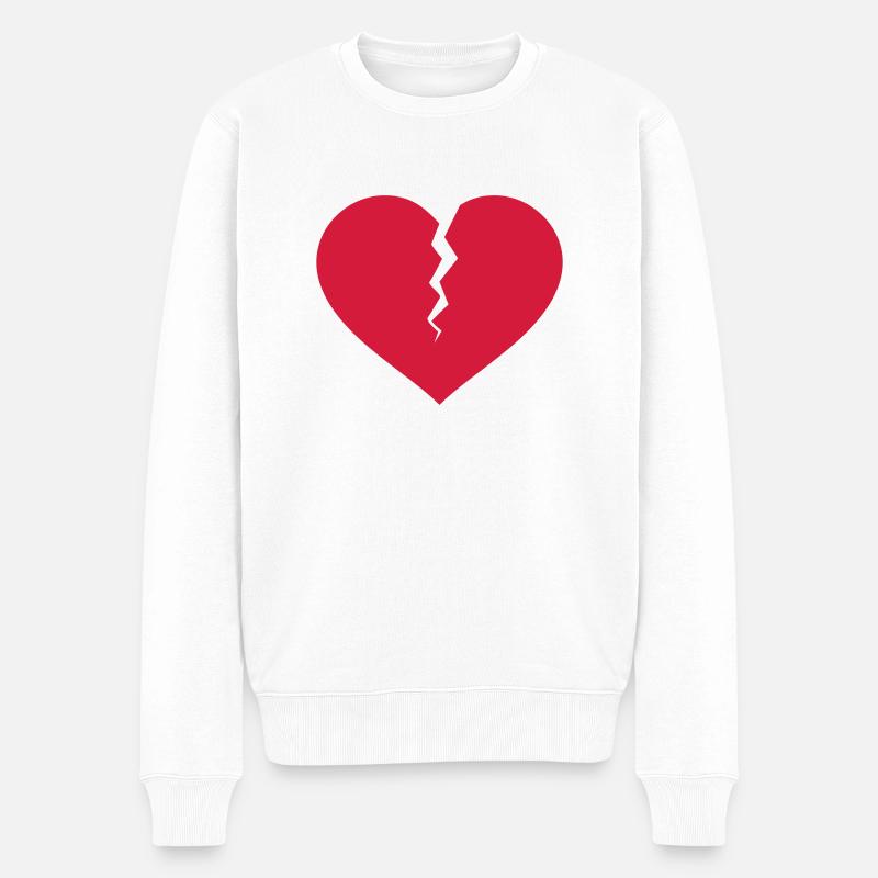 gebrochenes Herz - Männer Premium Bio Pullover - Weiß