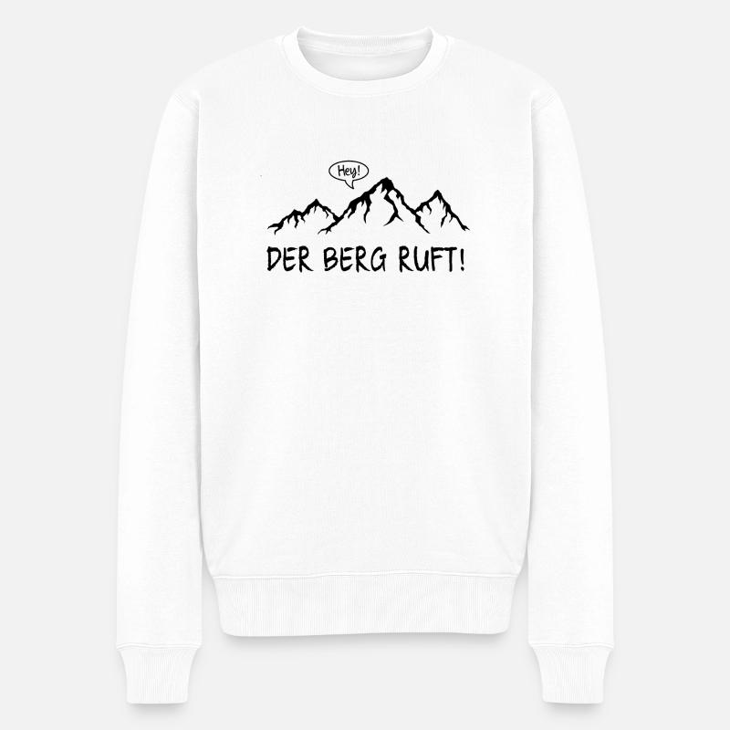 Der Berg ruft! - Männer Premium Bio Pullover - Weiß