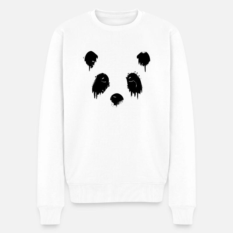 trauriger Panda - Männer Premium Bio Pullover - Weiß