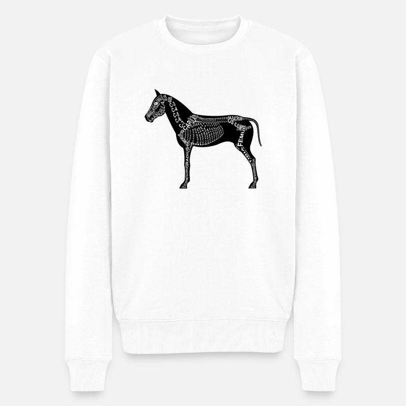 Pferde-Skelett - Männer Premium Bio Pullover - Weiß