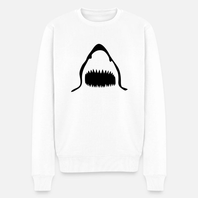 Hai - Männer Premium Bio Pullover - Weiß