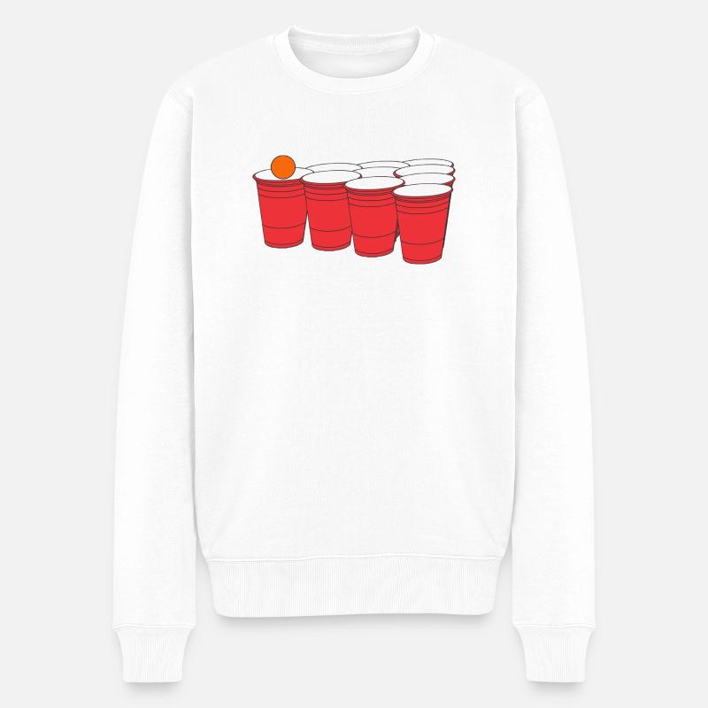 Beerpong Becher - Männer Premium Bio Pullover - Weiß