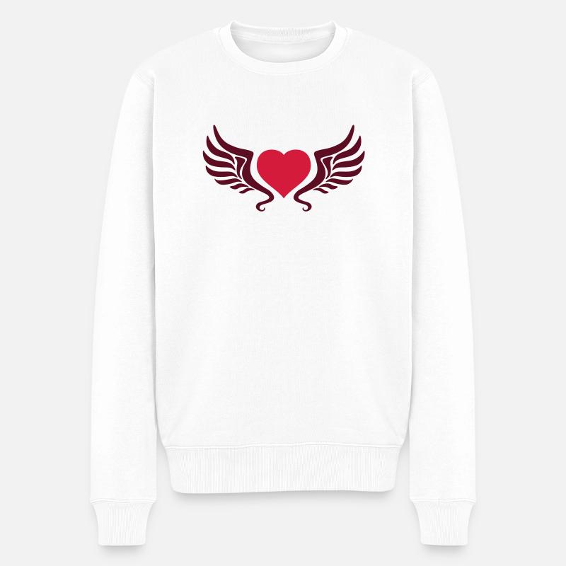tribal_heart_wings_2c - Männer Premium Bio Pullover - Weiß