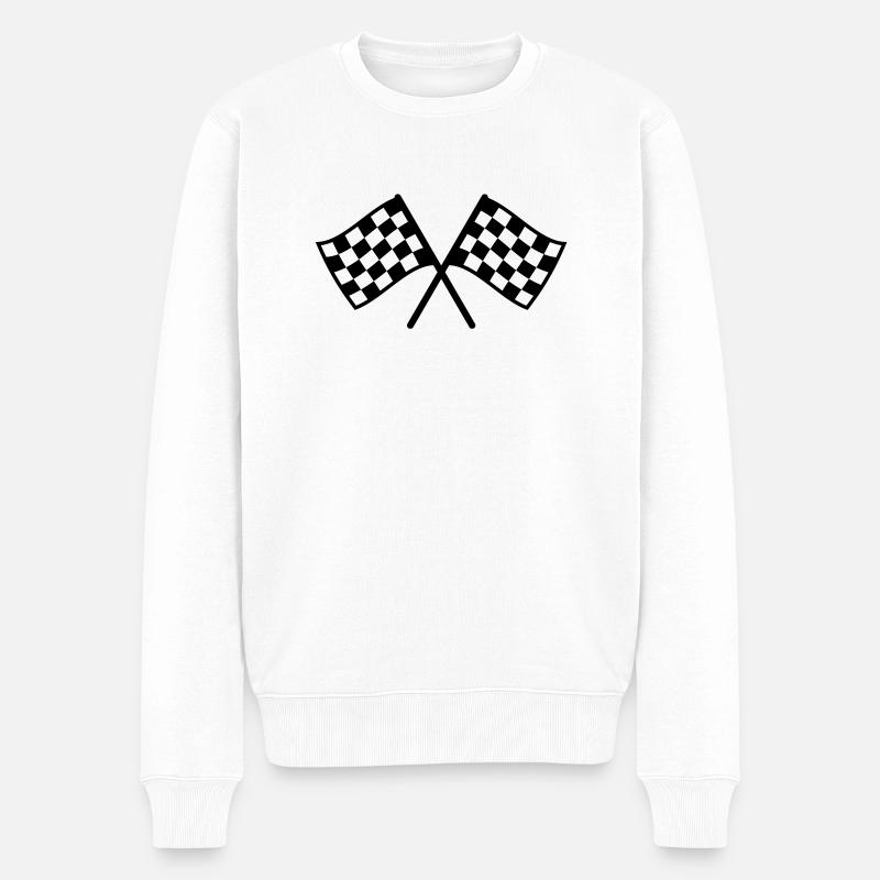 drapeau à damiers - Pull Premium bio Homme - blanc