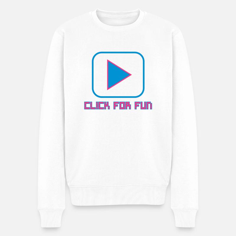 CLICK FOR FUN V1 - Männer Premium Bio Pullover - Weiß