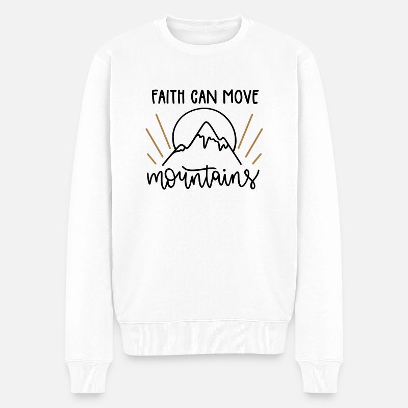 Faith can move mountains - Männer Premium Bio Pullover - Weiß