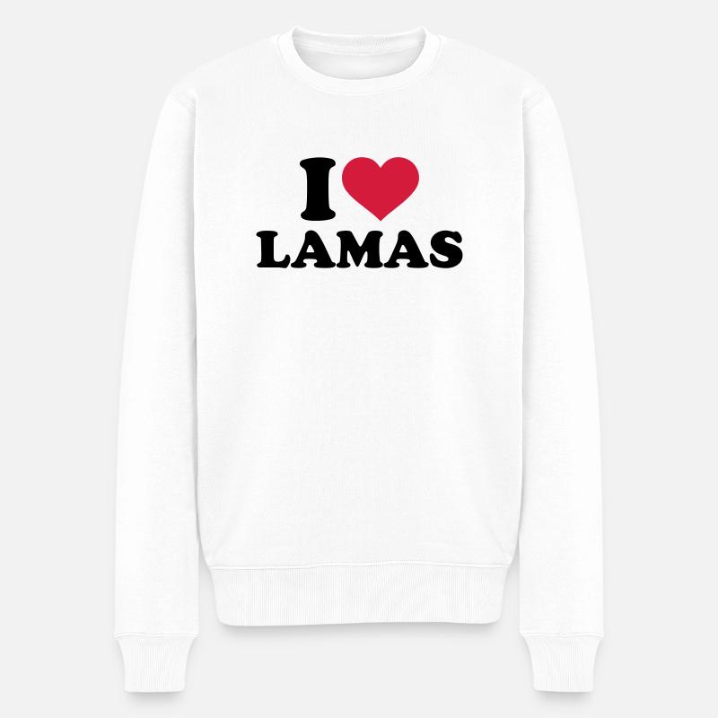 Lama - Männer Premium Bio Pullover - Weiß