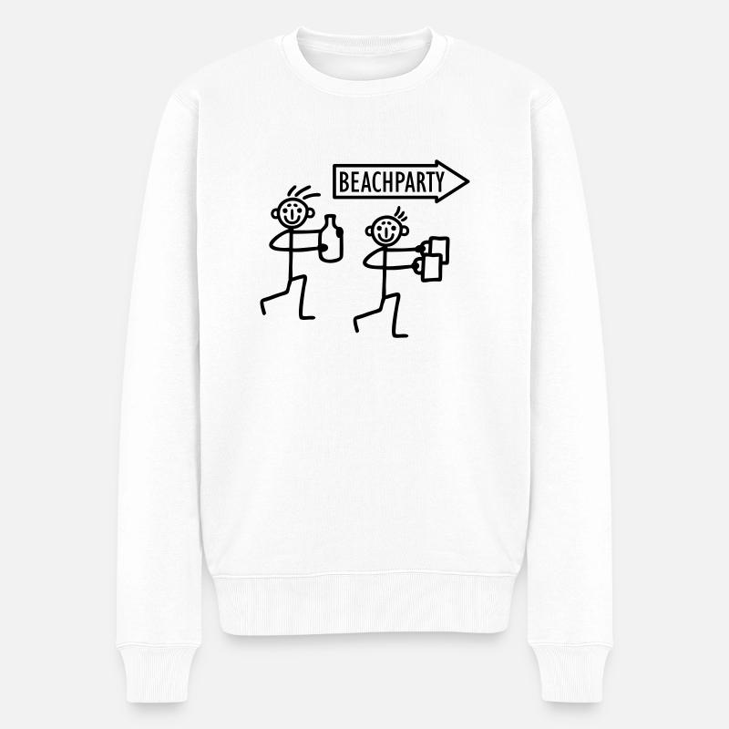 2 Strichmännchen - Beachparty - Männer Premium Bio Pullover - Weiß