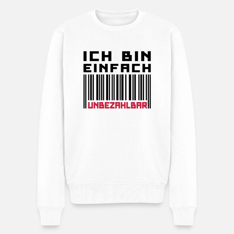 Unbezahlbar (Barcode) - Männer Premium Bio Pullover - Weiß