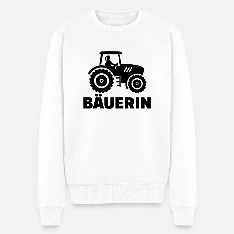 Bäuerin - Männer Premium Bio Pullover - Weiß