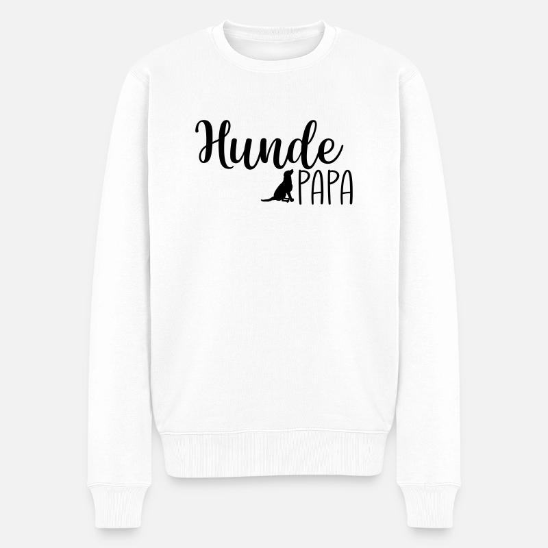 Hundepapa - Männer Premium Bio Pullover - Weiß