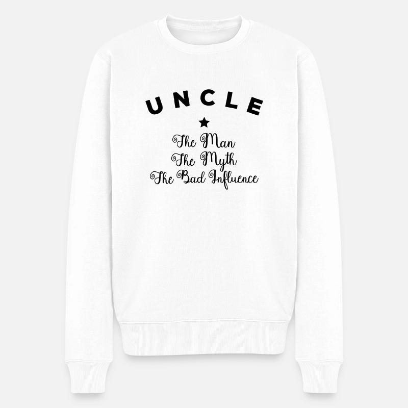 Uncle The Man The Myth The Bad Influence - Uncle - Männer Premium Bio Pullover - Weiß