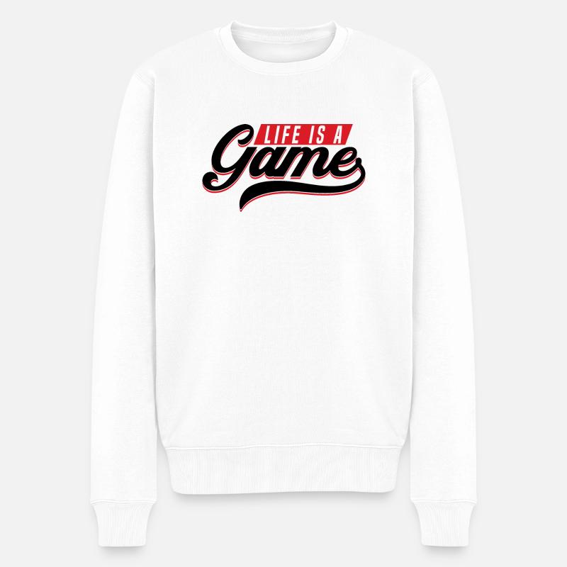 Life is a game - Männer Premium Bio Pullover - Weiß