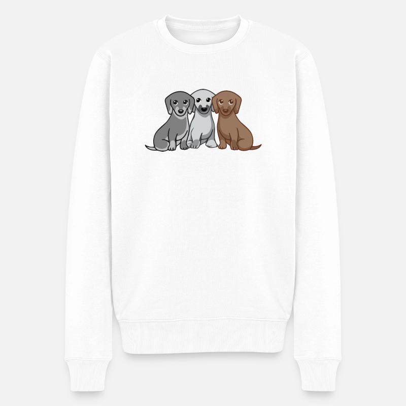 Drei Hunde - Männer Premium Bio Pullover - Weiß