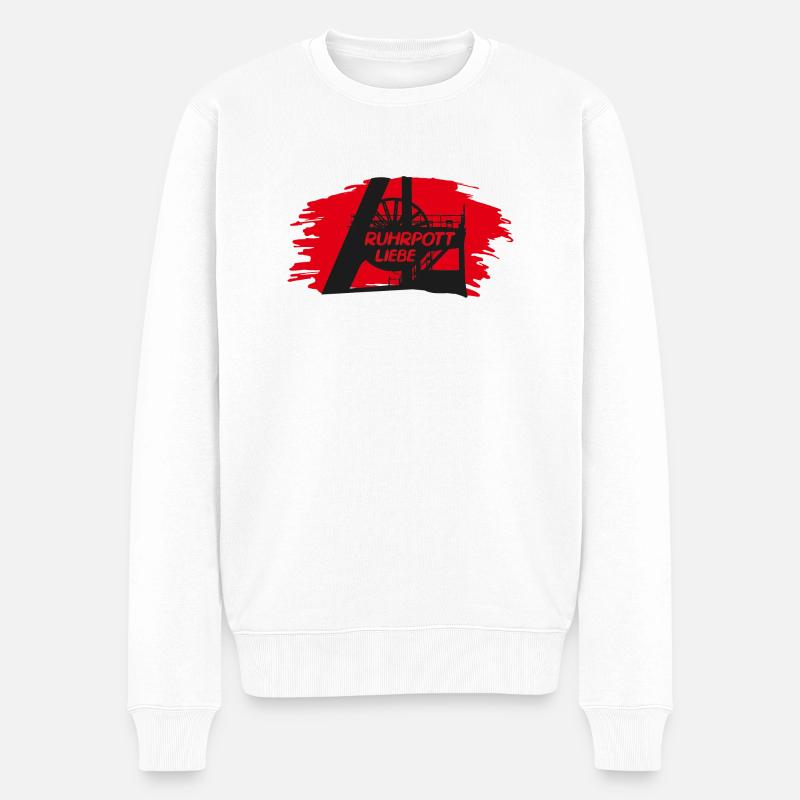 Ruhrpottliebe schlägt in meiner Brust - Männer Premium Bio Pullover - Weiß