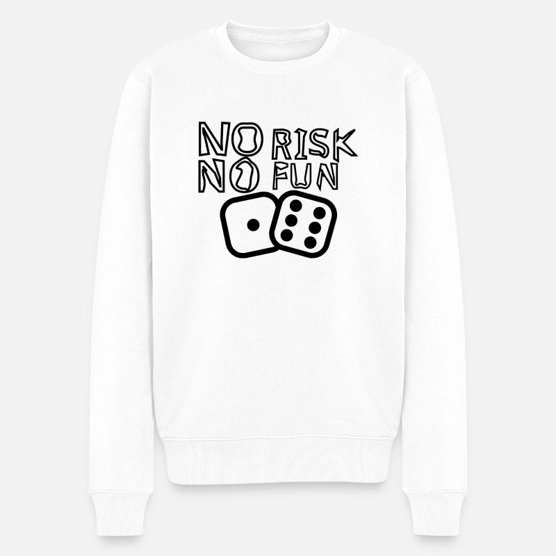 NO RISK NO FUN - Männer Premium Bio Pullover - Weiß