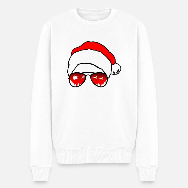 Santa Cool Glasses - Männer Premium Bio Pullover - Weiß