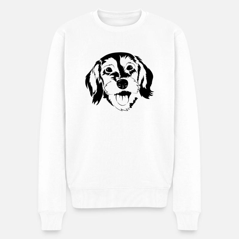 Dackelgesicht - Männer Premium Bio Pullover - Weiß