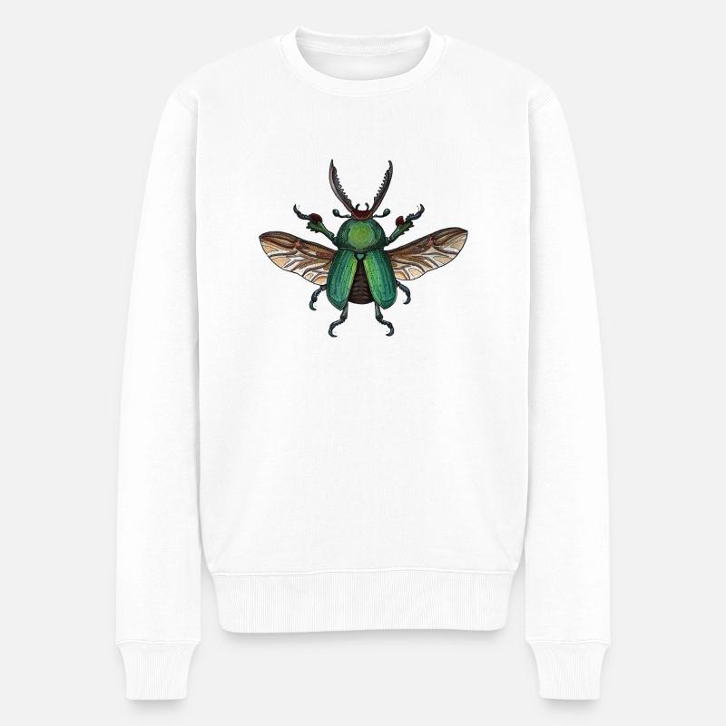Großer grüner - riesiger grüner - Männer Premium Bio Pullover - Weiß