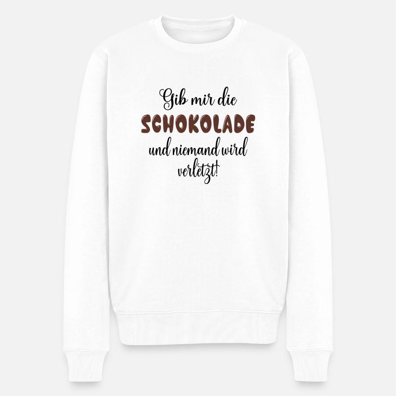 Gib mir die Schokolade und niemand wird verletzt! - Männer Premium Bio Pullover - Weiß