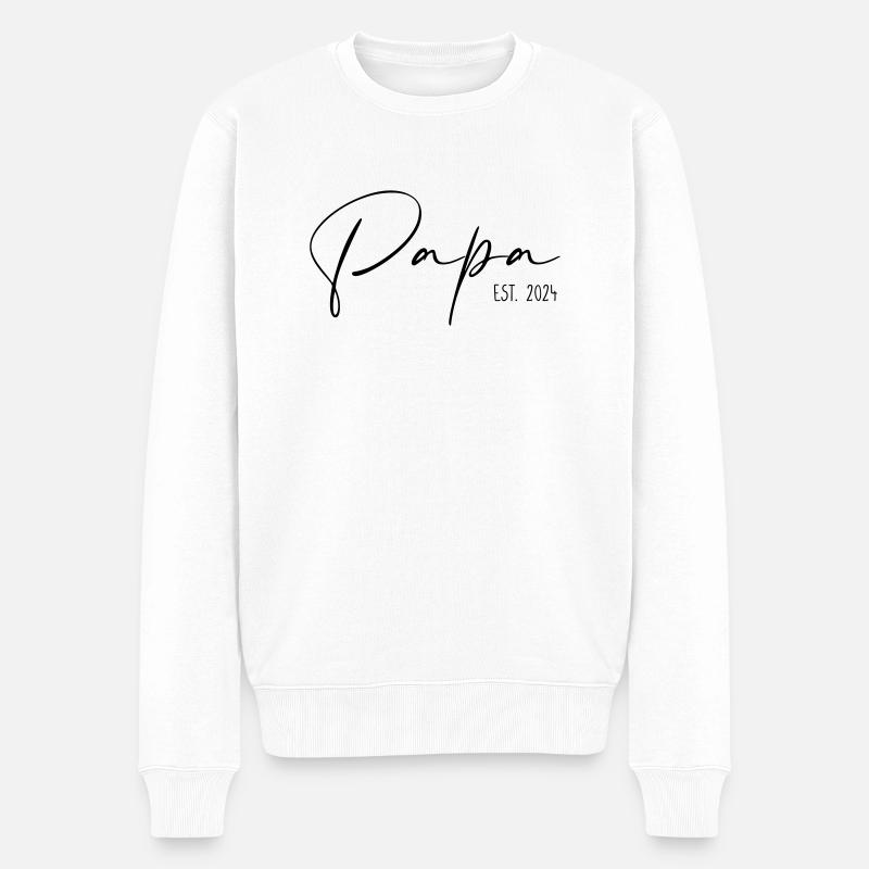 Papa Established 2024 - Männer Premium Bio Pullover - Weiß