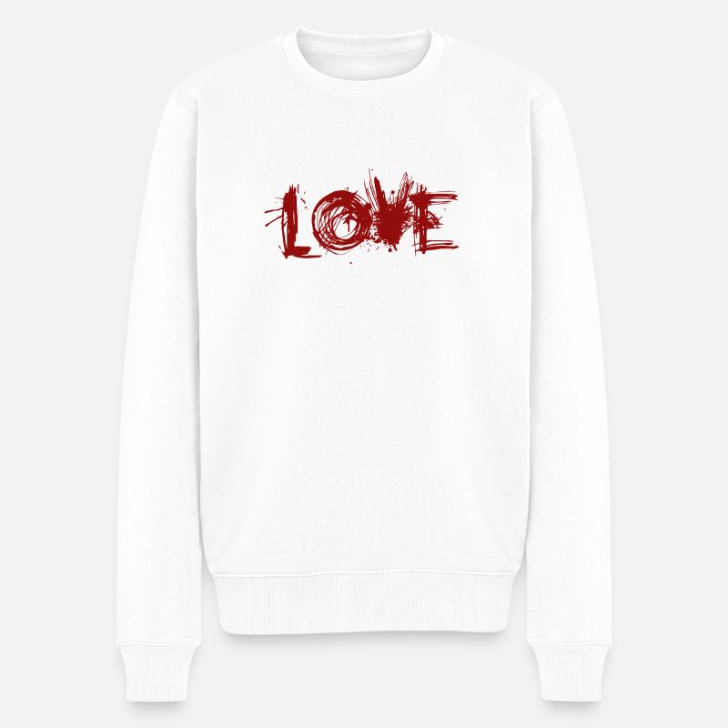 LOVE yes - weißer Hintergrund - Männer Premium Bio Pullover - Weiß