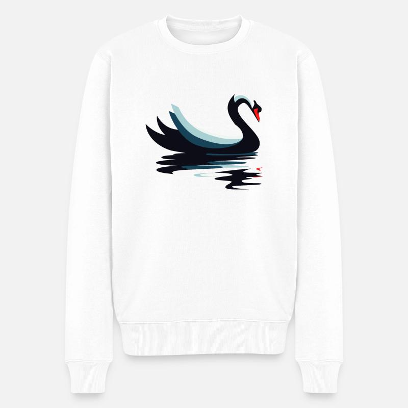 Schwimmender Schwan - Männer Premium Bio Pullover - Weiß