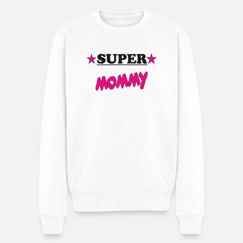 SUPER MAMA - Männer Premium Bio Pullover - Weiß