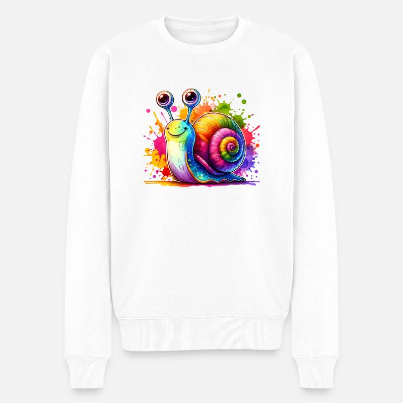 Süße Schnecke Kinder - Männer Premium Bio Pullover - Weiß