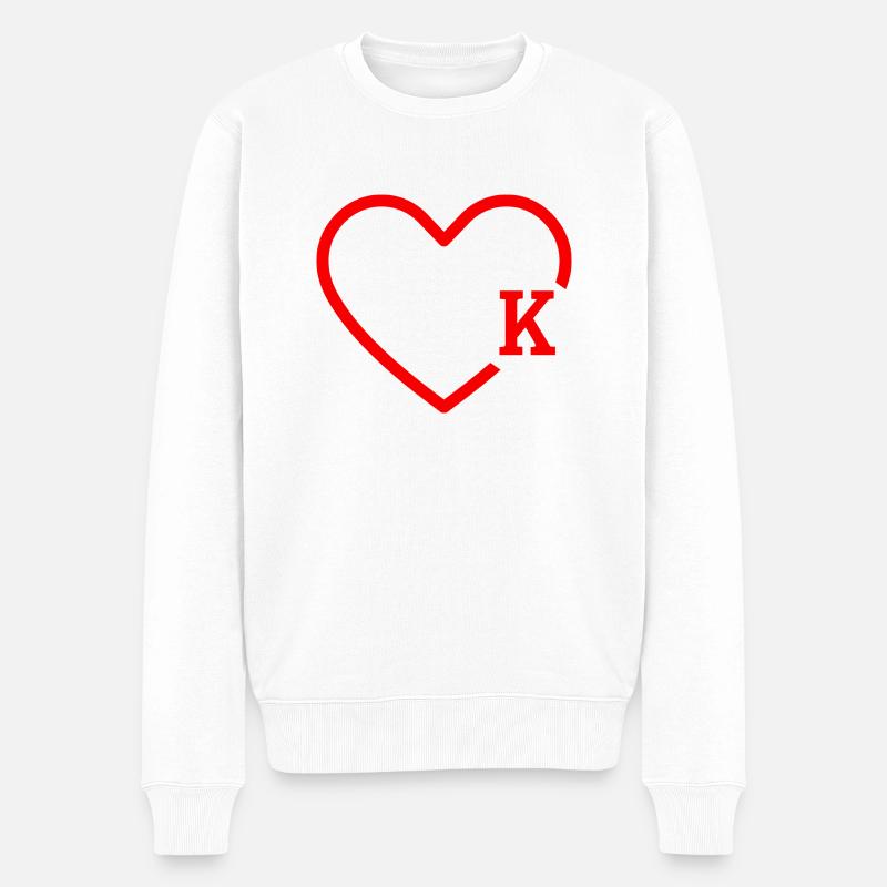 Buchstabe K Rotes Herz - Männer Premium Bio Pullover - Weiß