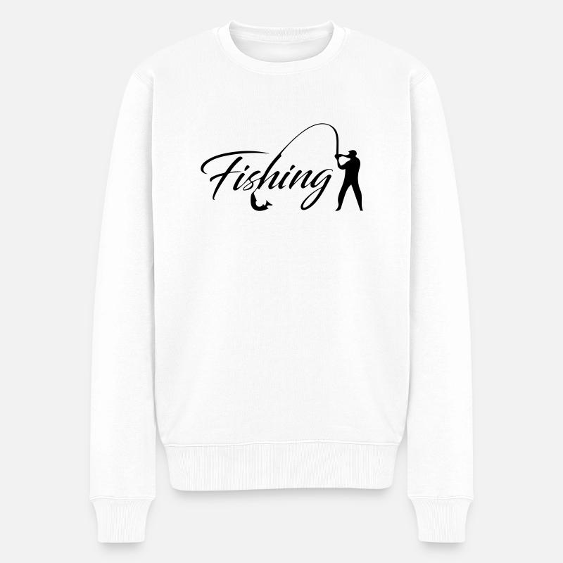 Angeln - Männer Premium Bio Pullover - Weiß