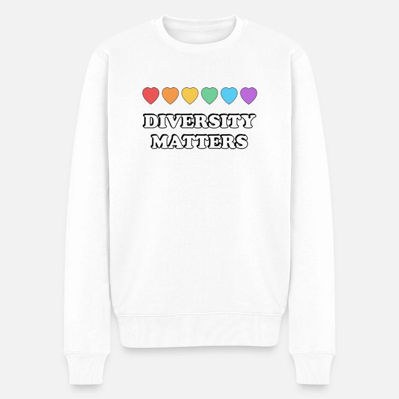 Vielfalt ist wichtig Regenbogenherzen - Männer Premium Bio Pullover - Weiß