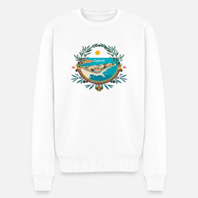 Cyprus Motives - Männer Premium Bio Pullover - Weiß