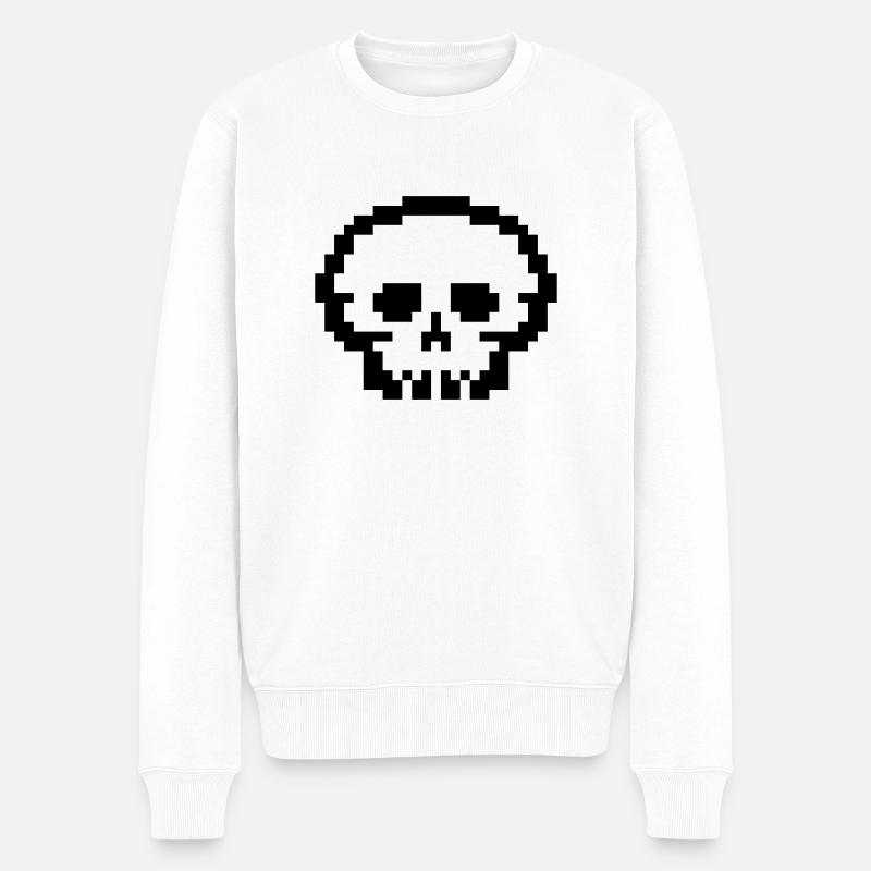 Crâne de pixel - Pull Premium bio Homme - blanc