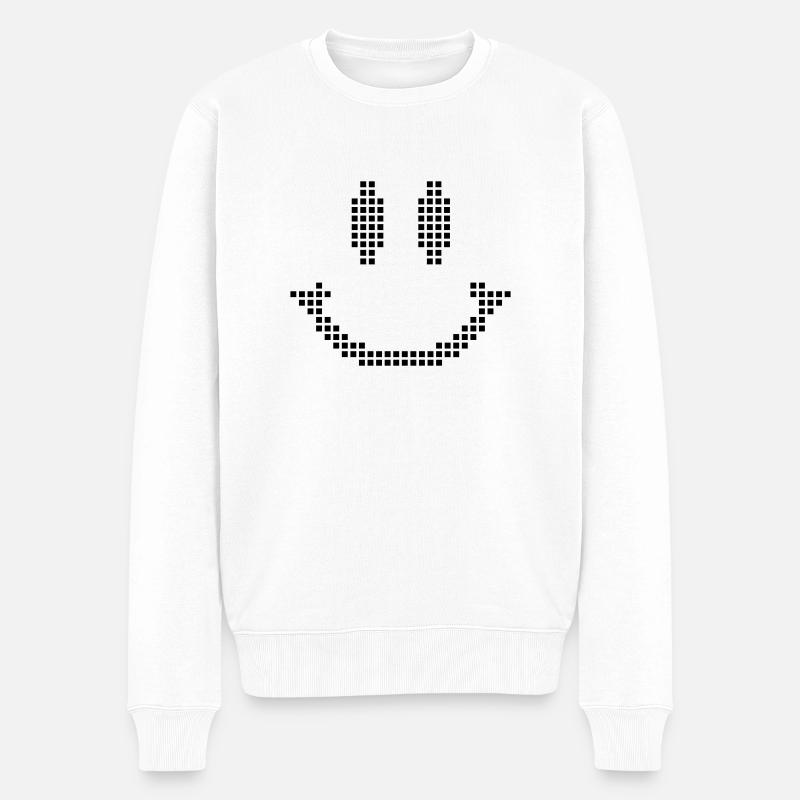 Smiley - Männer Premium Bio Pullover - Weiß