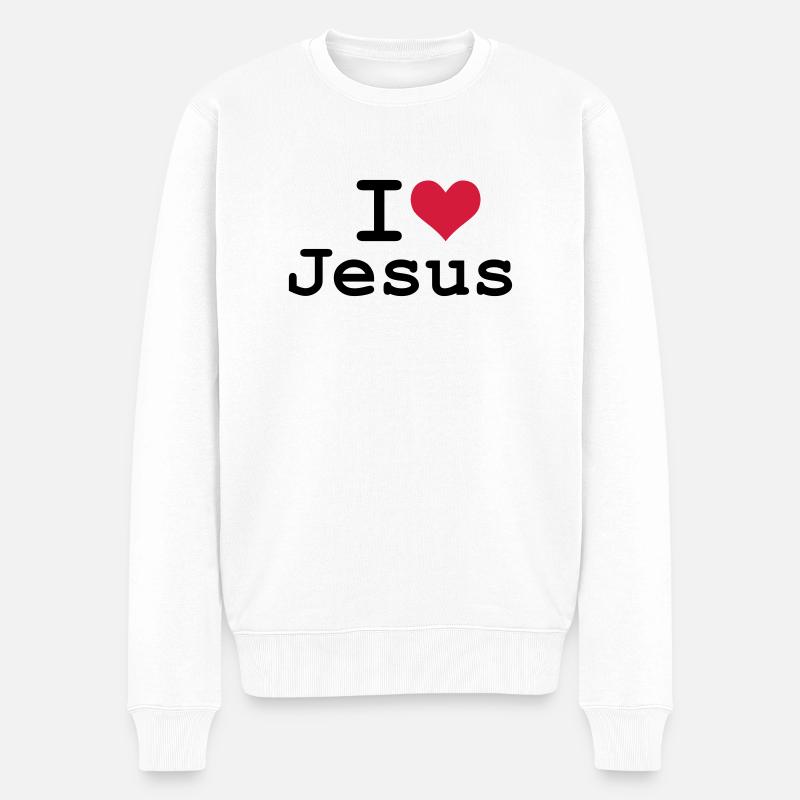 I Love Jesus - Männer Premium Bio Pullover - Weiß