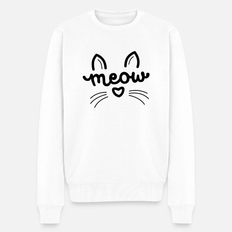 meow - Männer Premium Bio Pullover - Weiß