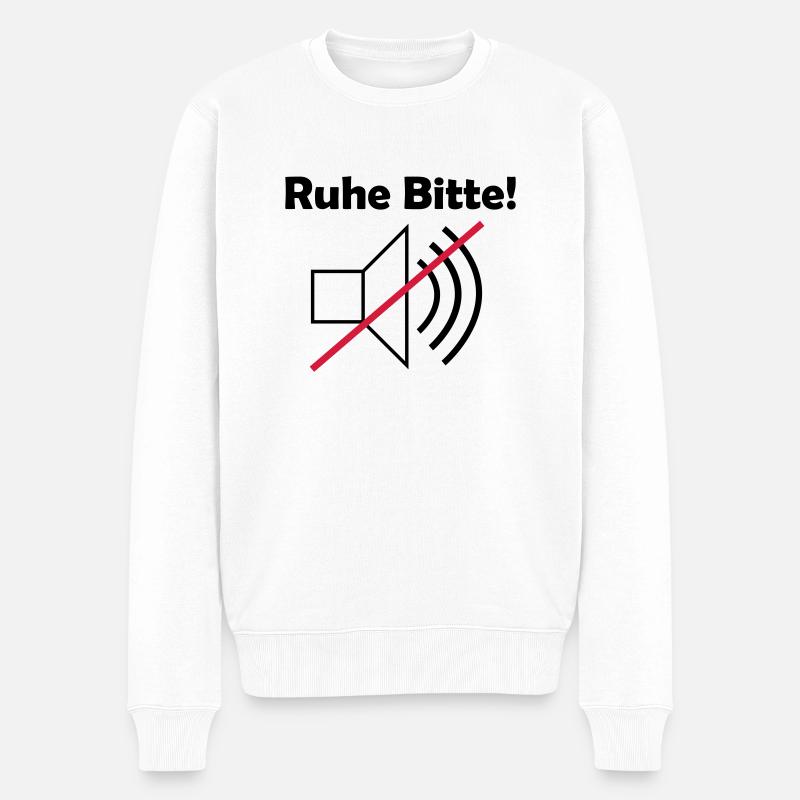 Ruhe Bitte! mit Lautsprechersymbol - Männer Premium Bio Pullover - Weiß
