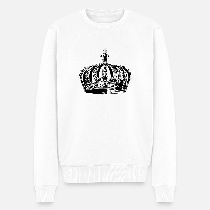 CROWN - Männer Premium Bio Pullover - Weiß
