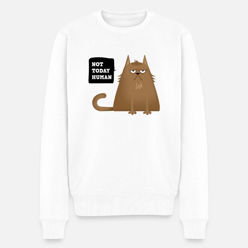 not today katze - Männer Premium Bio Pullover - Weiß