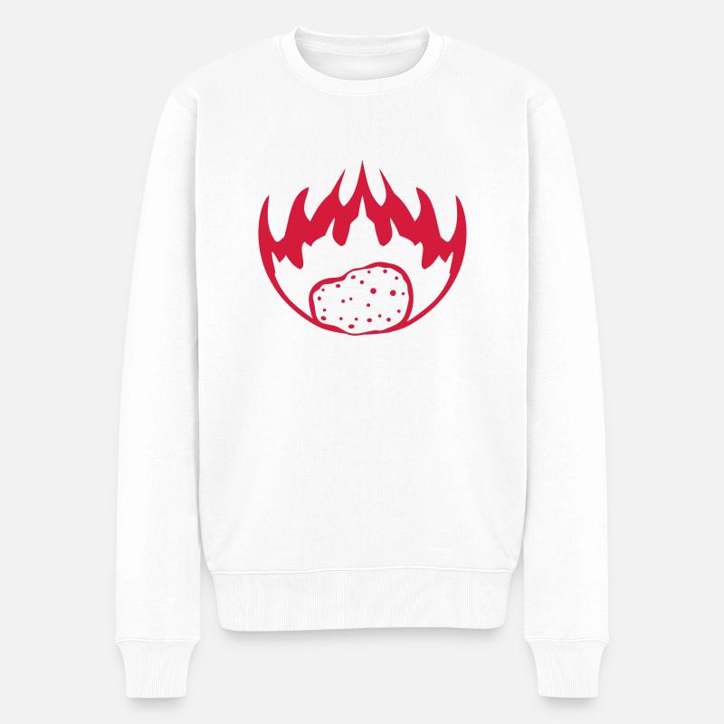flammen brennende kartoffel feuer heiss essen leck - Männer Premium Bio Pullover - Weiß