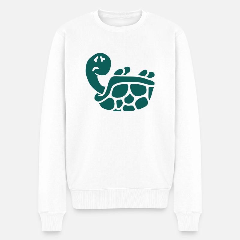 Hilflose umgekippte Schildkröte Design - Männer Premium Bio Pullover - Weiß