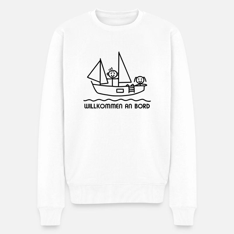 Willkommen an Bord - Männer Premium Bio Pullover - Weiß