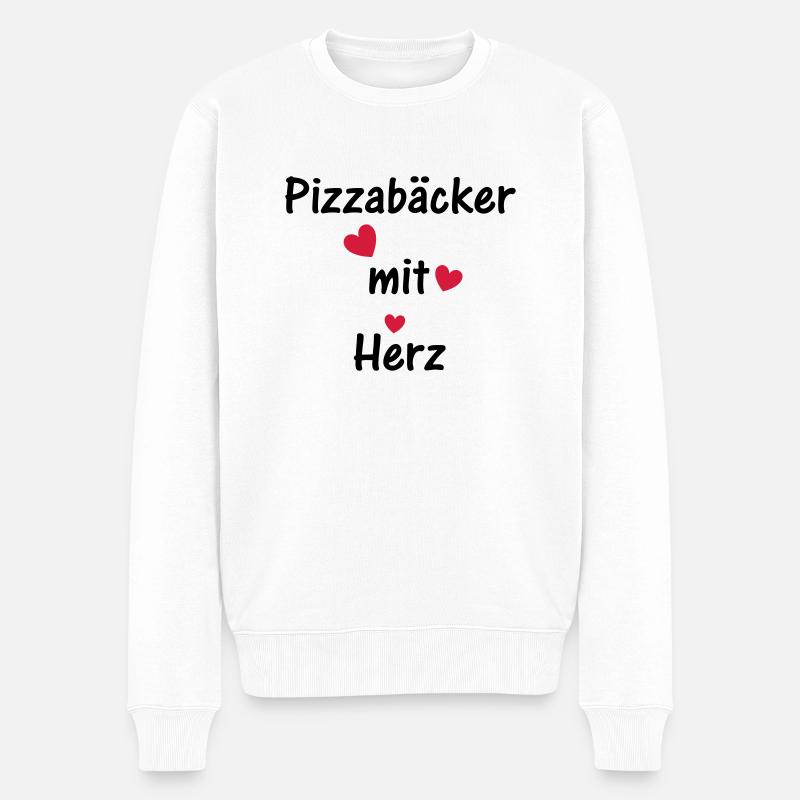 Pizzabäcker mit Herz - Männer Premium Bio Pullover - Weiß