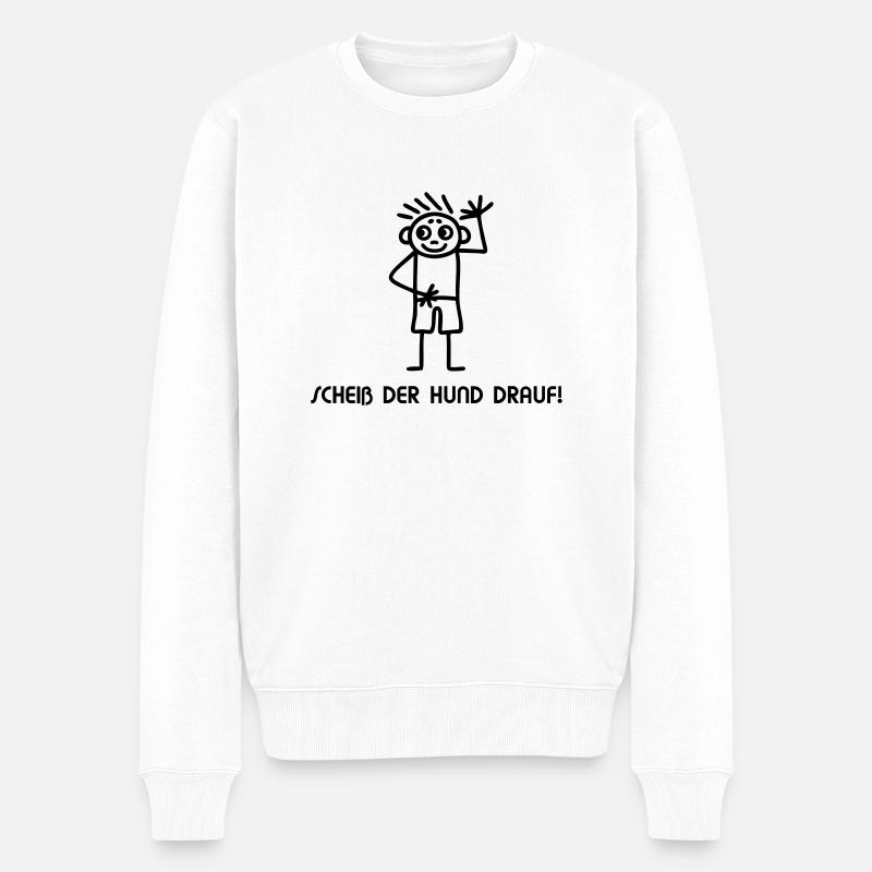 Strichmännchen scheiß drauf - Männer Premium Bio Pullover - Weiß