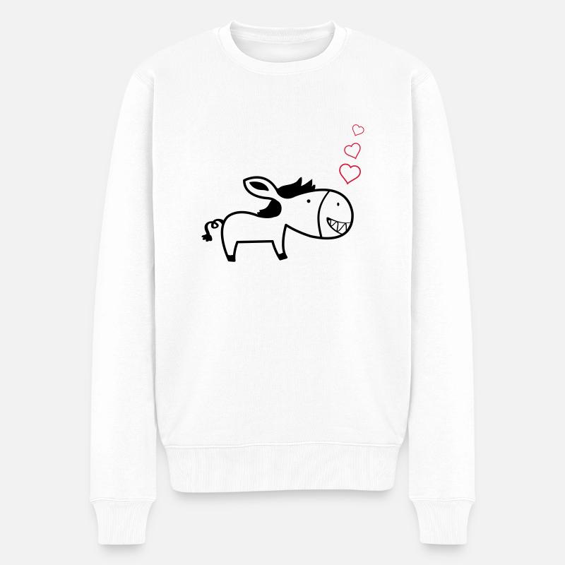 lustiger_esel_in_love - Männer Premium Bio Pullover - Weiß