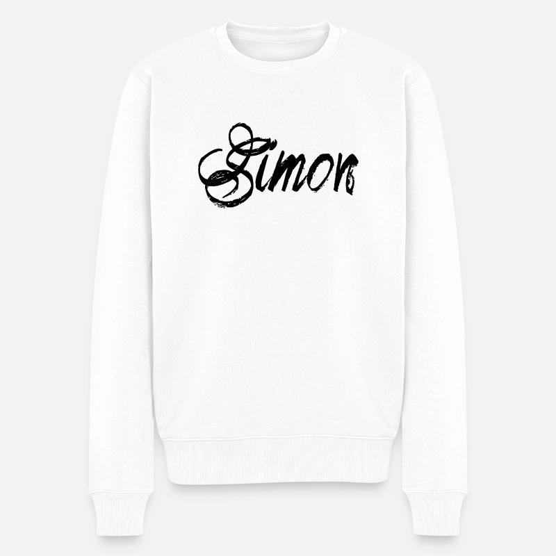 Simon - Männer Premium Bio Pullover - Weiß