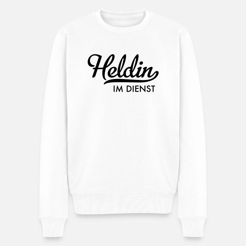 Heldin im Dienst - Männer Premium Bio Pullover - Weiß